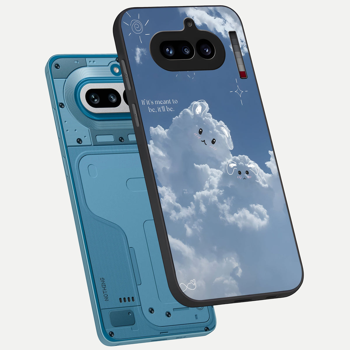  Cloud Bunny Dreams phone case For Nothing Phone 4A showing premium glass back cover with detailed artwork