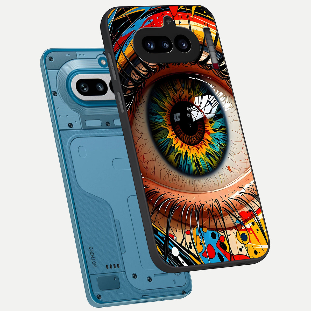  Colorful Eye phone case For Nothing Phone 4A showing premium glass back cover with detailed artwork