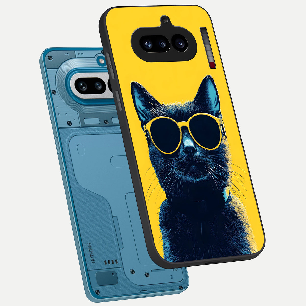  Cool Cat Vibes phone case For Nothing Phone 4A showing premium glass back cover with detailed artwork