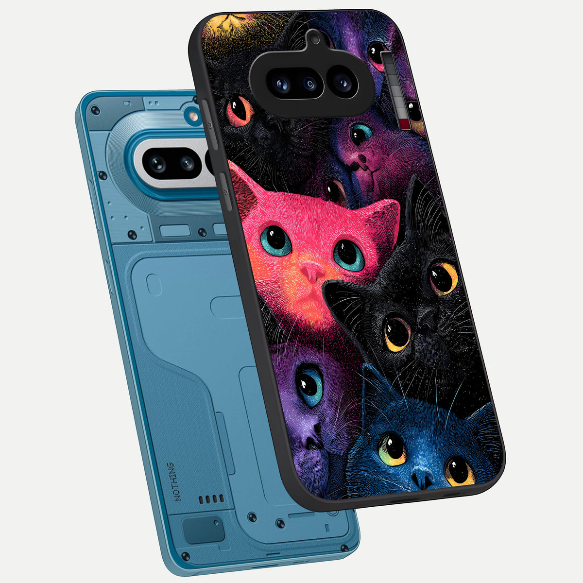 Cosmic Cats Dreams phone case For Nothing Phone 4A showing premium glass back cover with detailed artwork