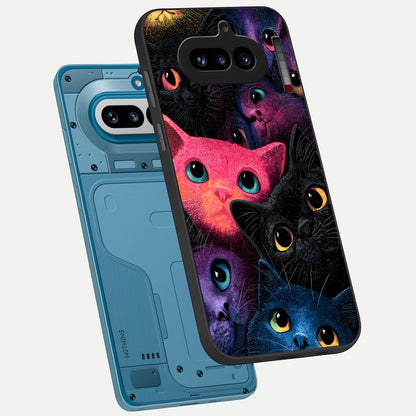  Cosmic Cats Dreams phone case For Nothing Phone 4A showing premium glass back cover with detailed artwork