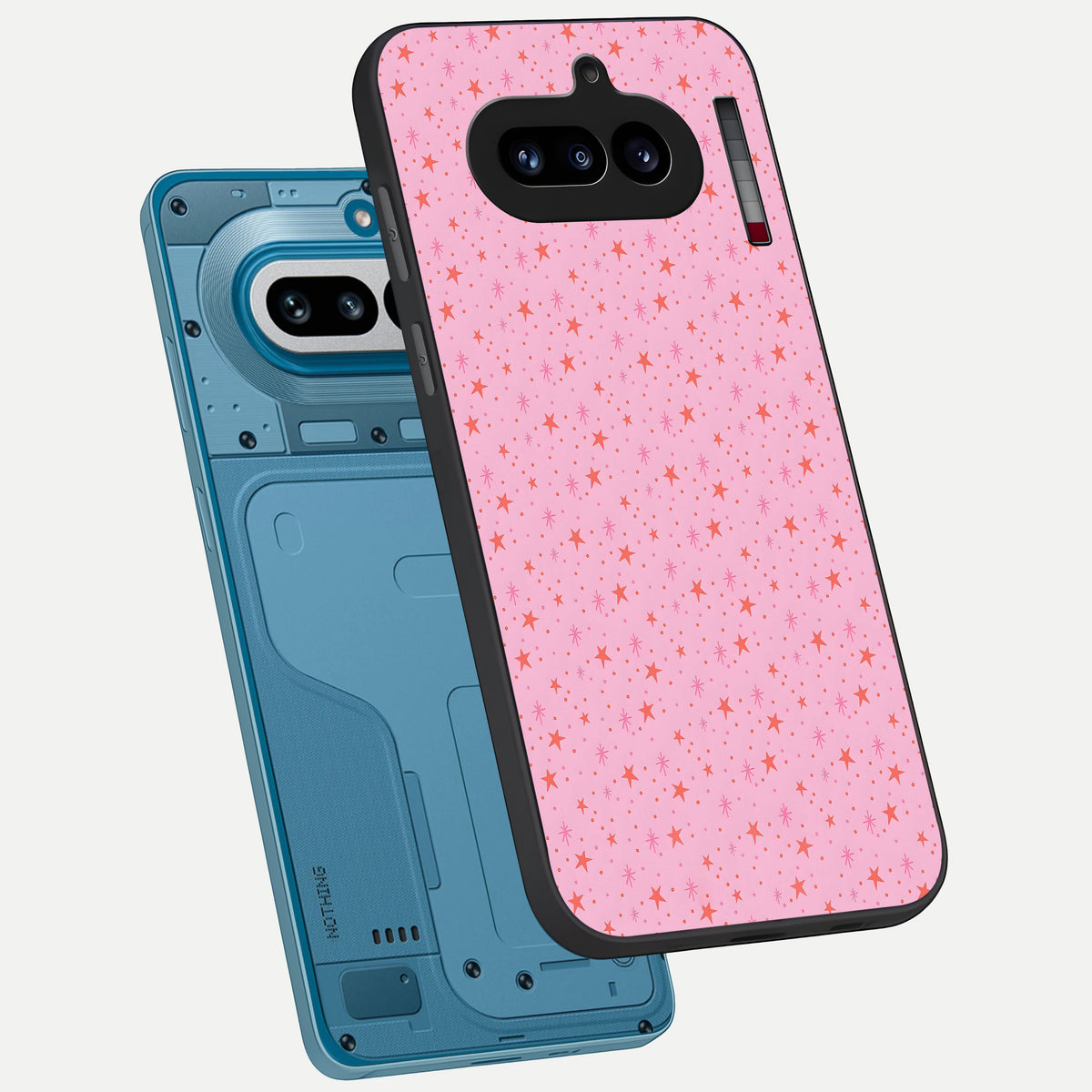  Cosmic Pink Sparkle phone case For Nothing Phone 4A showing premium glass back cover with detailed artwork