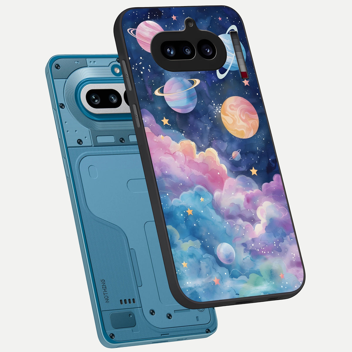  Cosmic Planet Dreams phone case For Nothing Phone 4A showing premium glass back cover with detailed artwork