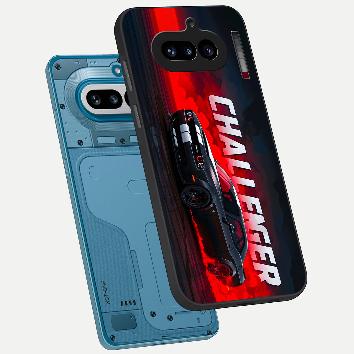  Crimson Challenger Fury phone case For Nothing Phone 4A showing premium glass back cover with detailed artwork