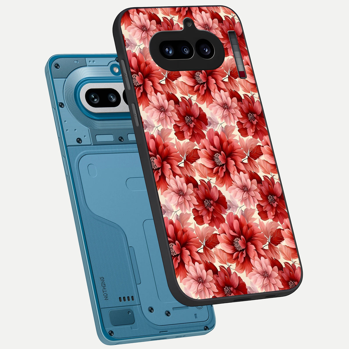  Crimson Love Petals phone case For Nothing Phone 4A showing premium glass back cover with detailed artwork