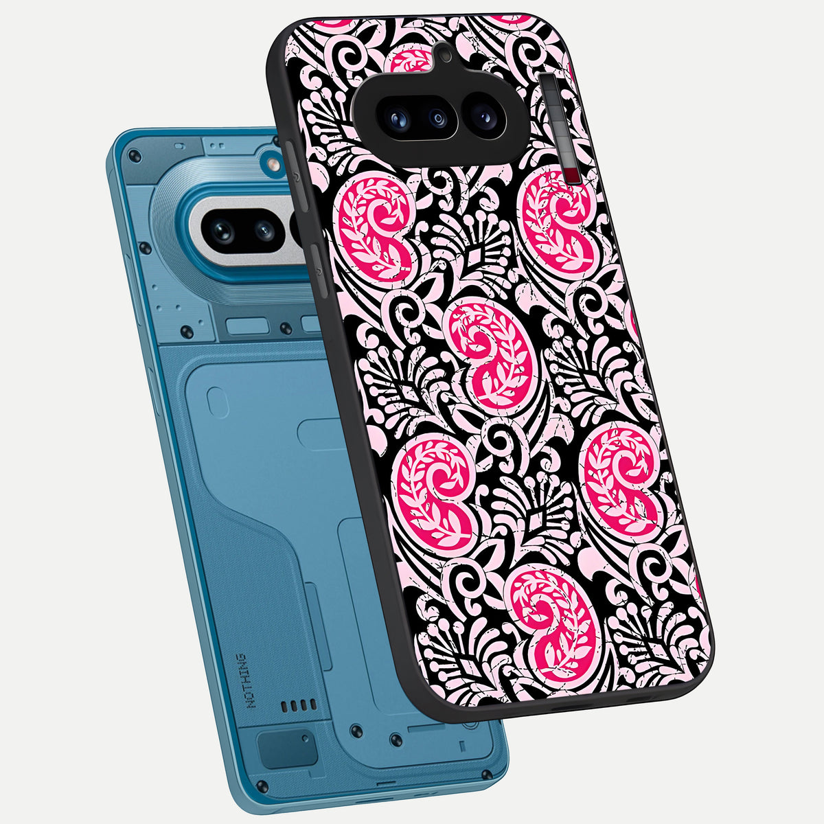  Crimson Paisley Charm phone case For Nothing Phone 4A showing premium glass back cover with detailed artwork