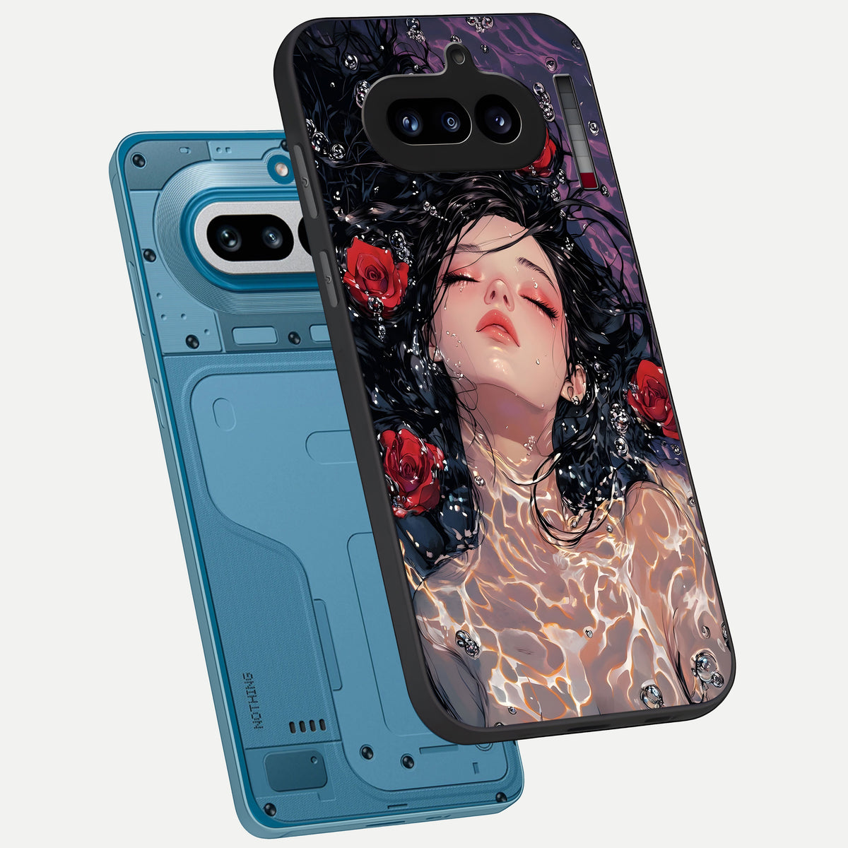  Crimson Rose Serenity phone case For Nothing Phone 4A showing premium glass back cover with detailed artwork