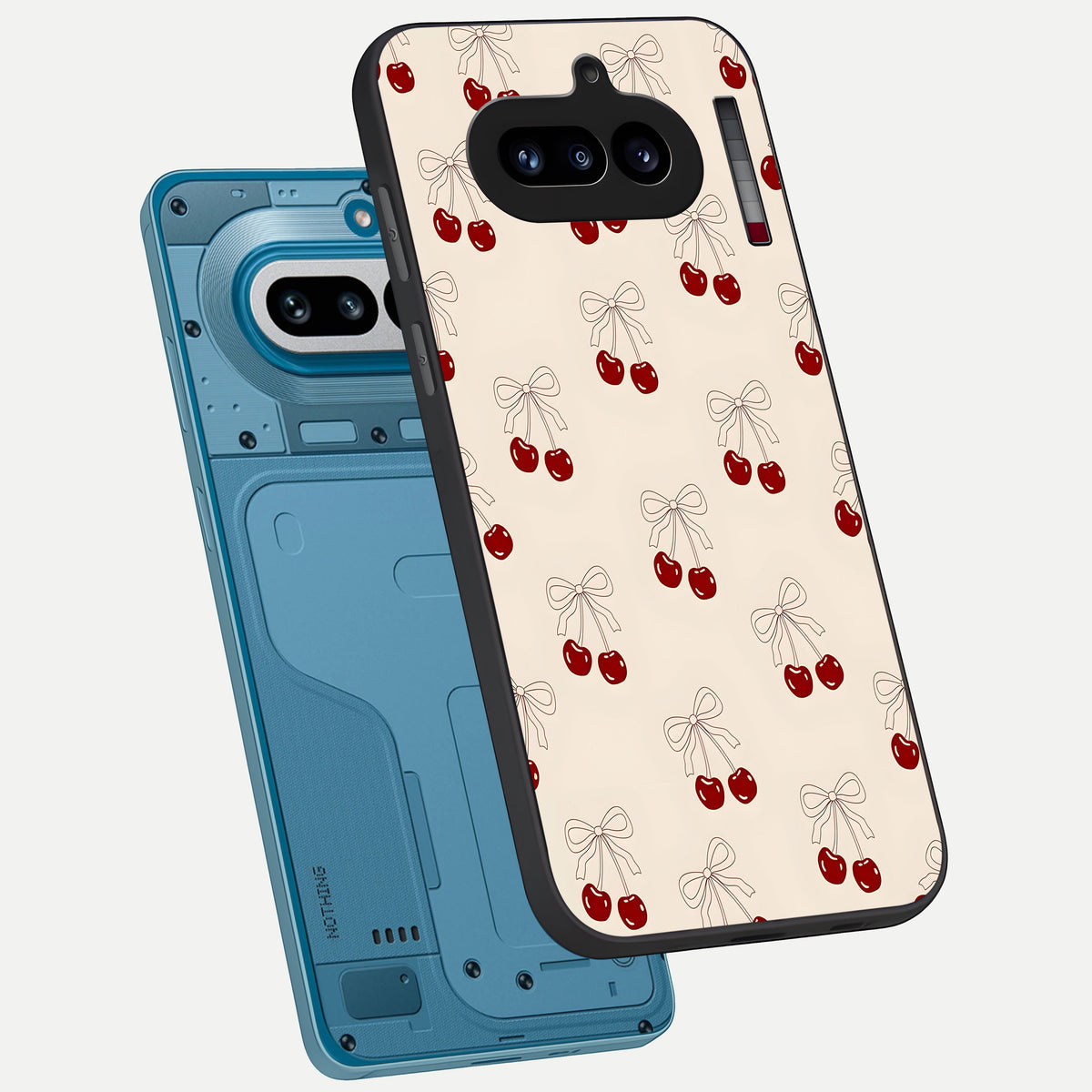  Cute Cherry Pattern phone case For Nothing Phone 4A showing premium glass back cover with detailed artwork