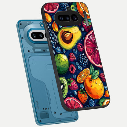  Cute Fruits Art phone case For Nothing Phone 4A showing premium glass back cover with detailed artwork