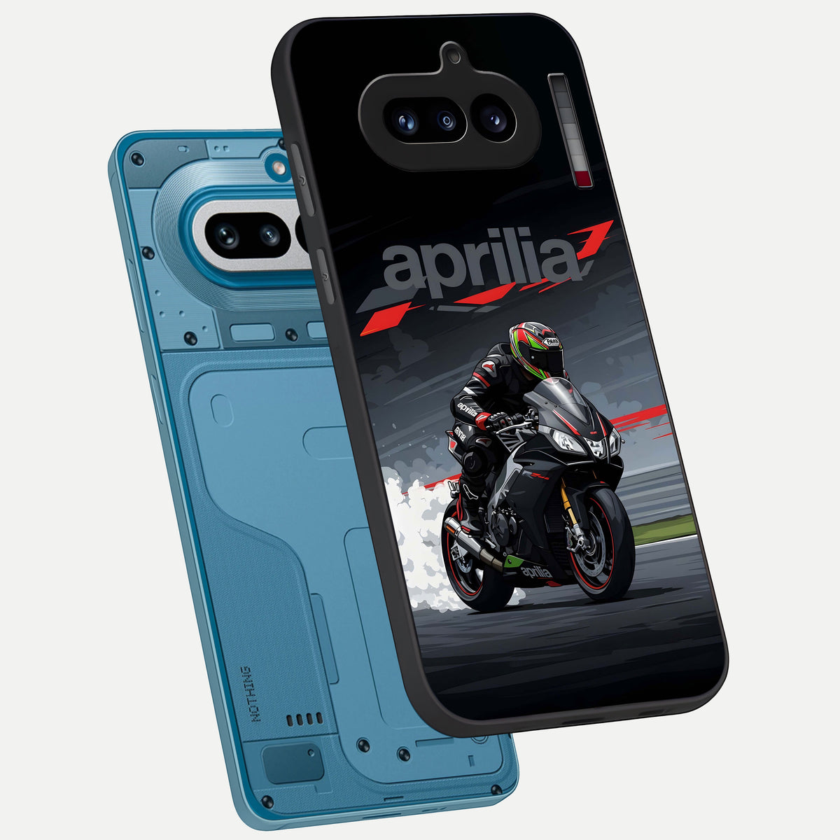  Dark Aprilla phone case For Nothing Phone 4A showing premium glass back cover with detailed artwork