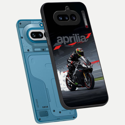  Dark Aprilla phone case For Nothing Phone 4A showing premium glass back cover with detailed artwork