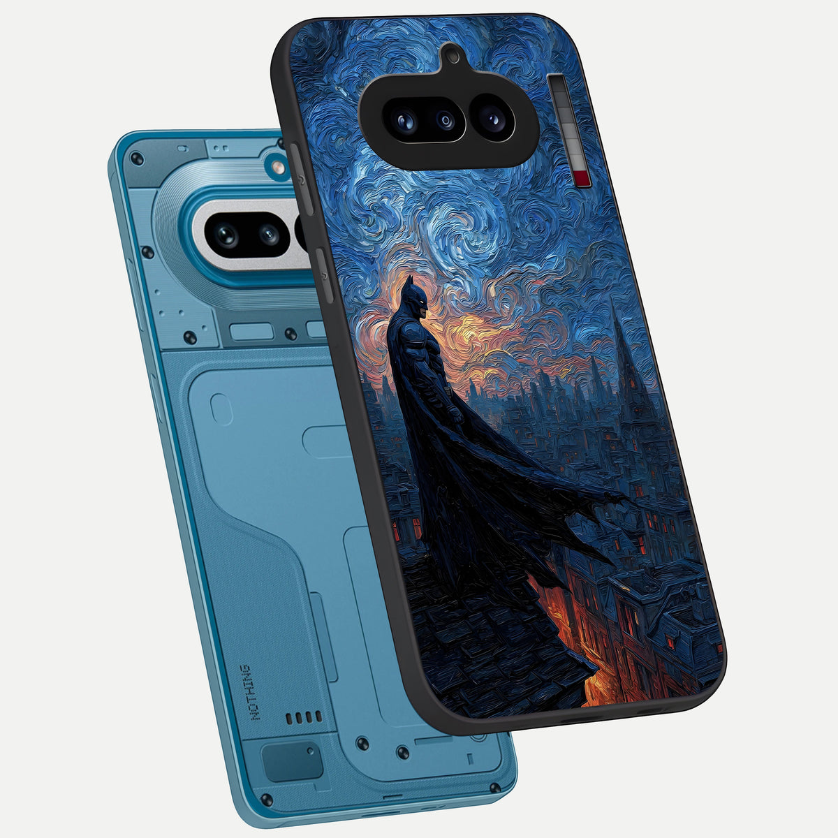  Dark Knight Dusk phone case For Nothing Phone 4A showing premium glass back cover with detailed artwork