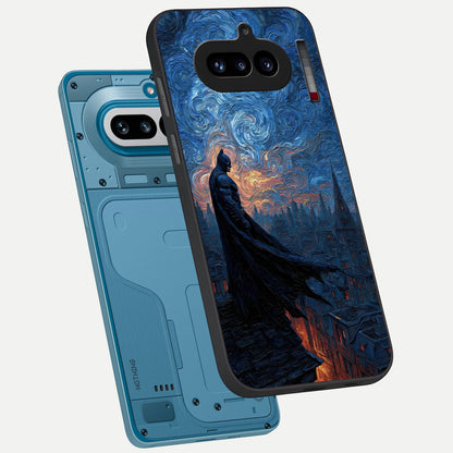  Dark Knight Dusk phone case For Nothing Phone 4A showing premium glass back cover with detailed artwork