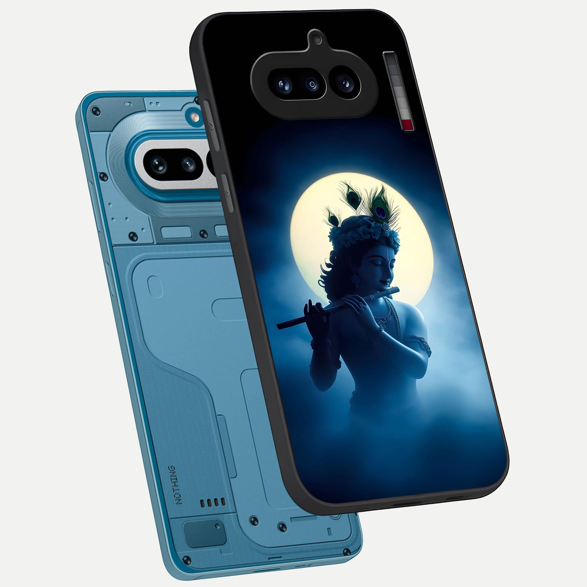  Divine Moon Flute phone case For Nothing Phone 4A showing premium glass back cover with detailed artwork