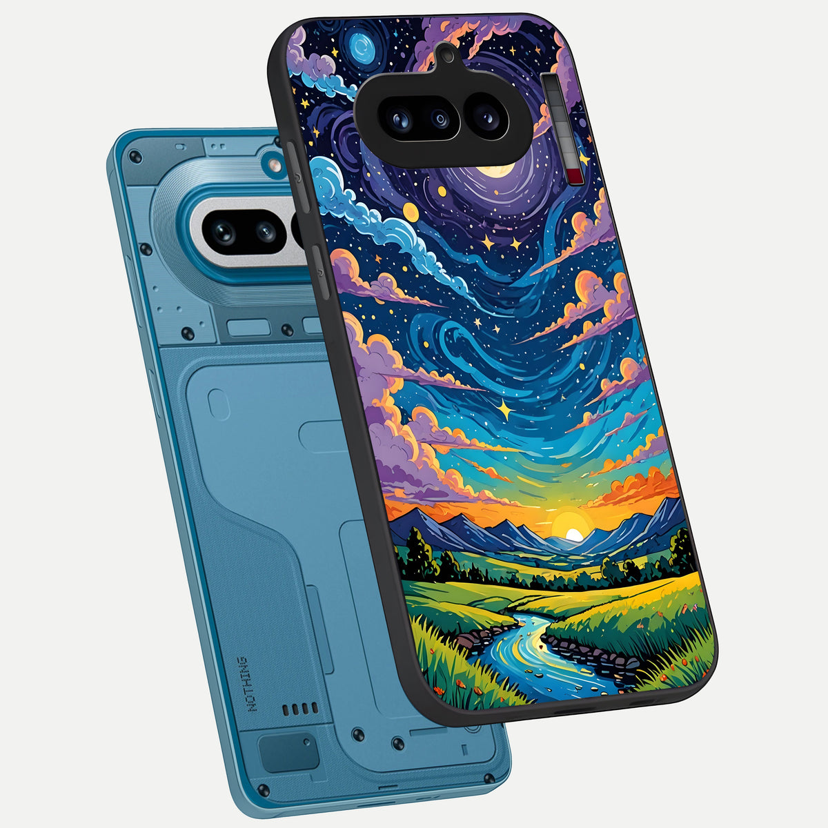  Dreamy Night Landscape phone case For Nothing Phone 4A showing premium glass back cover with detailed artwork