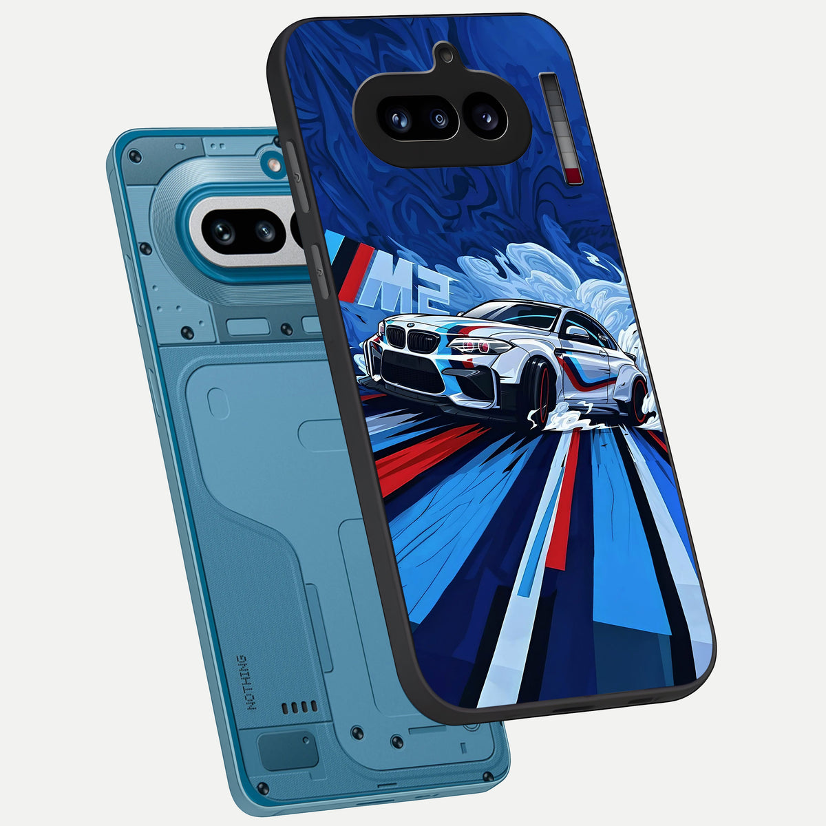  Drift Power Rush phone case For Nothing Phone 4A showing premium glass back cover with detailed artwork