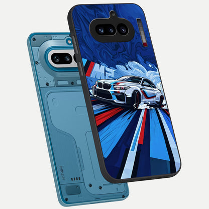  Drift Power Rush phone case For Nothing Phone 4A showing premium glass back cover with detailed artwork