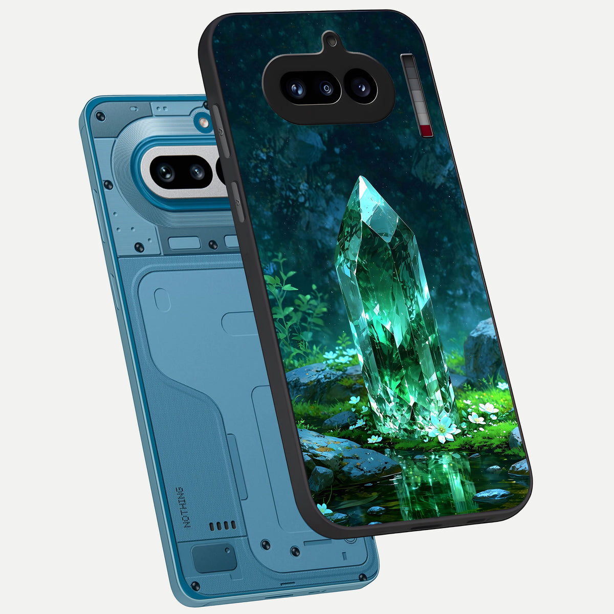  Emerald Light Crystal phone case For Nothing Phone 4A showing premium glass back cover with detailed artwork