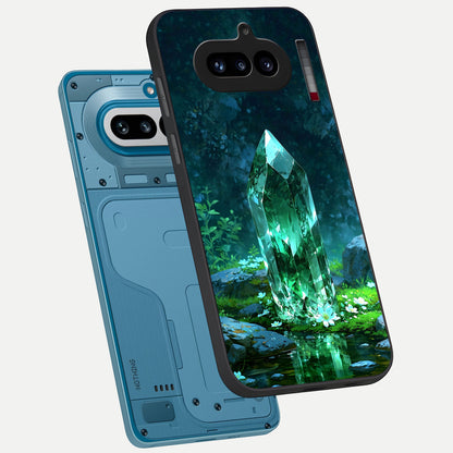  Emerald Light Crystal phone case For Nothing Phone 4A showing premium glass back cover with detailed artwork