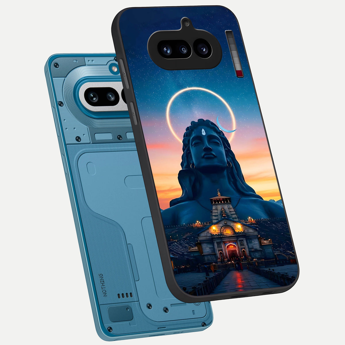  Eternal Shiva Aura phone case For Nothing Phone 4A showing premium glass back cover with detailed artwork