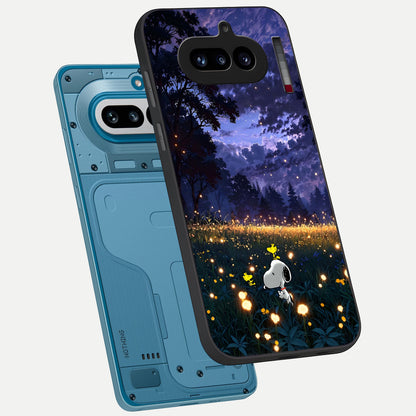  Firefly Meadow Magic phone case For Nothing Phone 4A showing premium glass back cover with detailed artwork