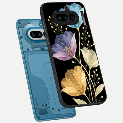  Flower Bloom Glow phone case For Nothing Phone 4A showing premium glass back cover with detailed artwork