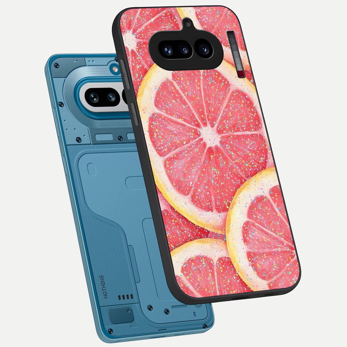  Glitter Grapefruit phone case For Nothing Phone 4A showing premium glass back cover with detailed artwork