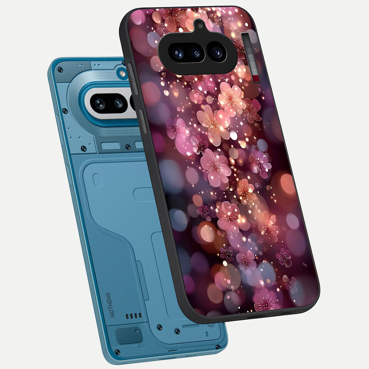  Glowing Petal Bliss phone case For Nothing Phone 4A showing premium glass back cover with detailed artwork