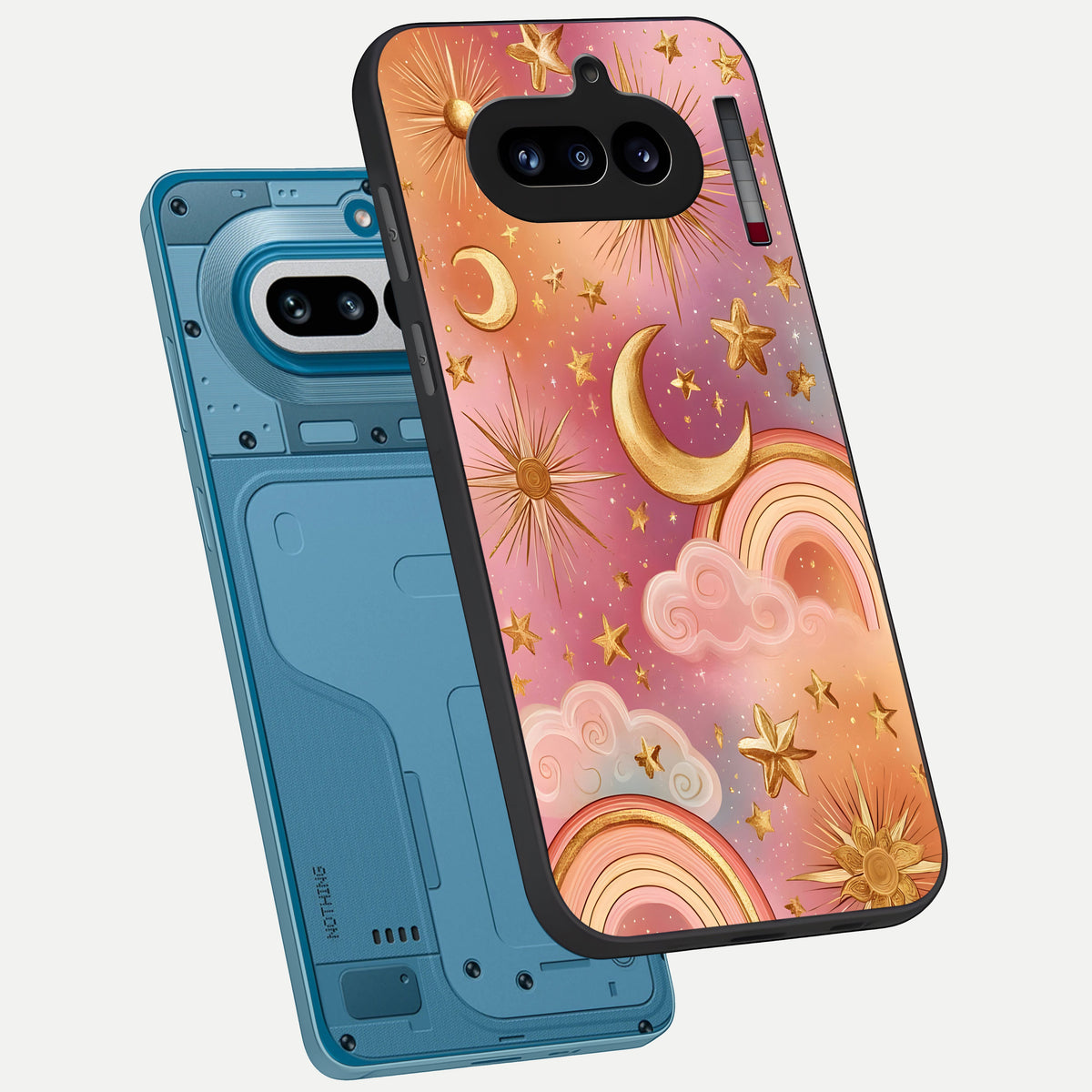  Golden Celestial Dreams phone case For Nothing Phone 4A showing premium glass back cover with detailed artwork