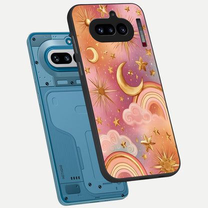  Golden Celestial Dreams phone case For Nothing Phone 4A showing premium glass back cover with detailed artwork