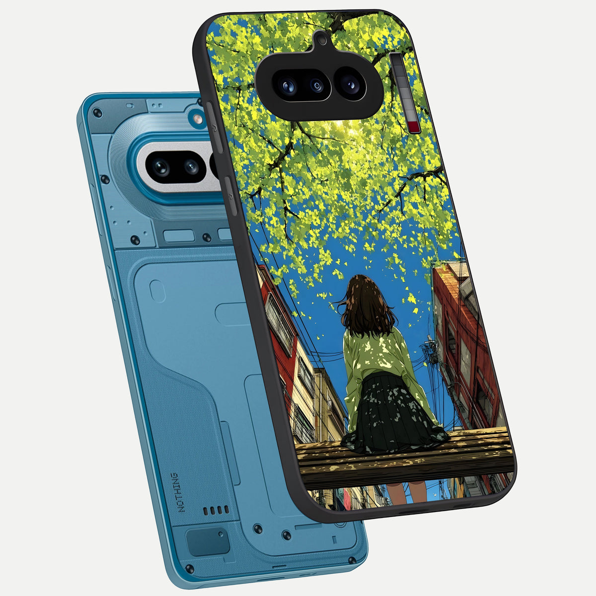  Golden Leaves Glow phone case For Nothing Phone 4A showing premium glass back cover with detailed artwork