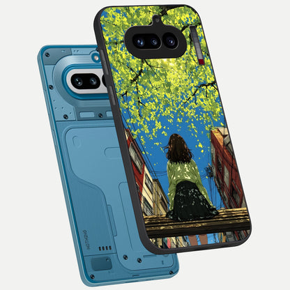  Golden Leaves Glow phone case For Nothing Phone 4A showing premium glass back cover with detailed artwork