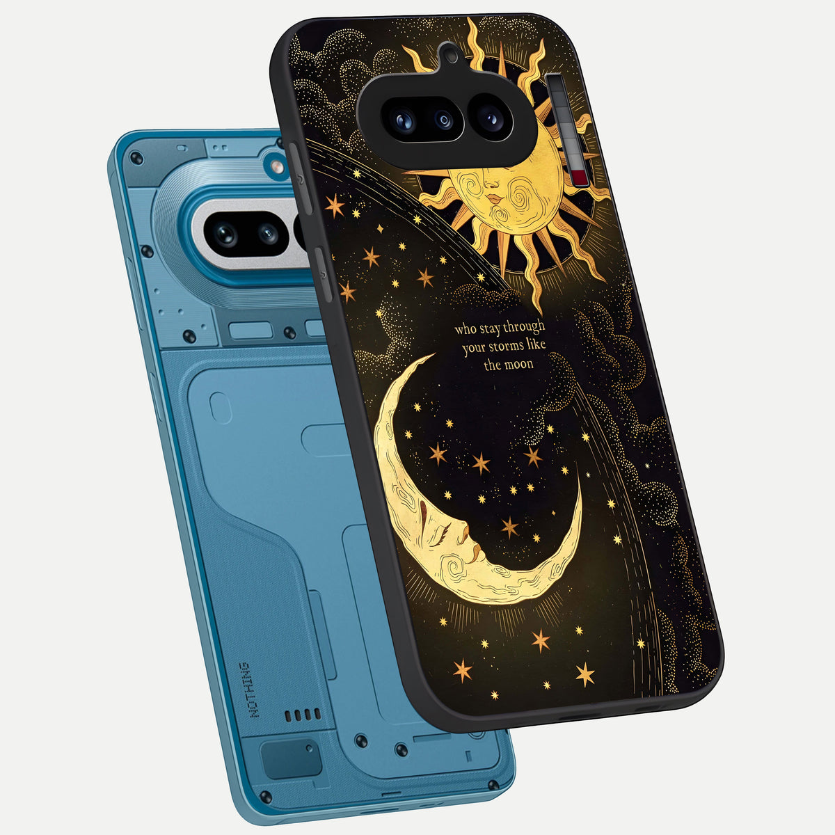  Golden Lunar Love phone case For Nothing Phone 4A showing premium glass back cover with detailed artwork