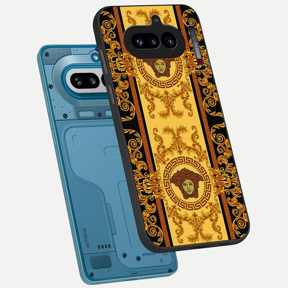  Golden Royal Heritage phone case For Nothing Phone 4A showing premium glass back cover with detailed artwork