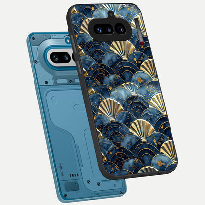  Golden Wave Luxe phone case For Nothing Phone 4A showing premium glass back cover with detailed artwork