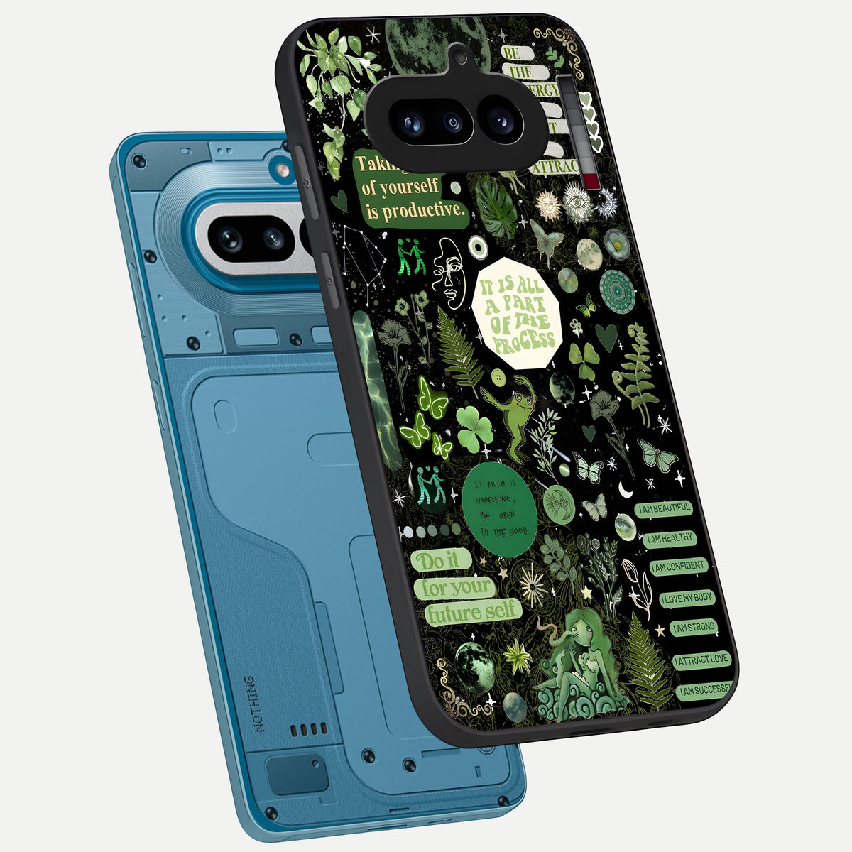  Green Mandala Pattern phone case For Nothing Phone 4A showing premium glass back cover with detailed artwork