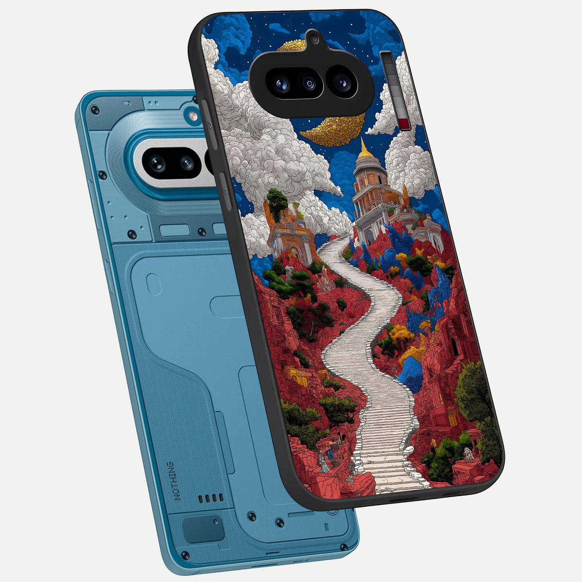  Heavenly Moon Path phone case For Nothing Phone 4A showing premium glass back cover with detailed artwork