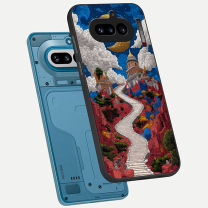  Heavenly Moon Path phone case For Nothing Phone 4A showing premium glass back cover with detailed artwork