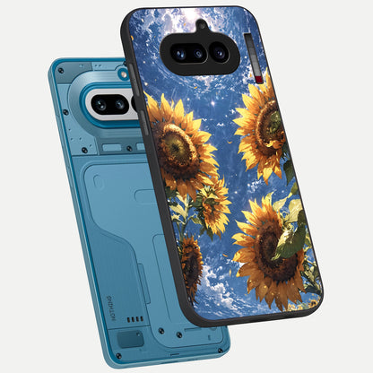  Heavenly Sunflower Rise phone case For Nothing Phone 4A showing premium glass back cover with detailed artwork