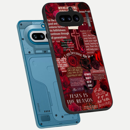  Jesus Love Heals phone case For Nothing Phone 4A showing premium glass back cover with detailed artwork