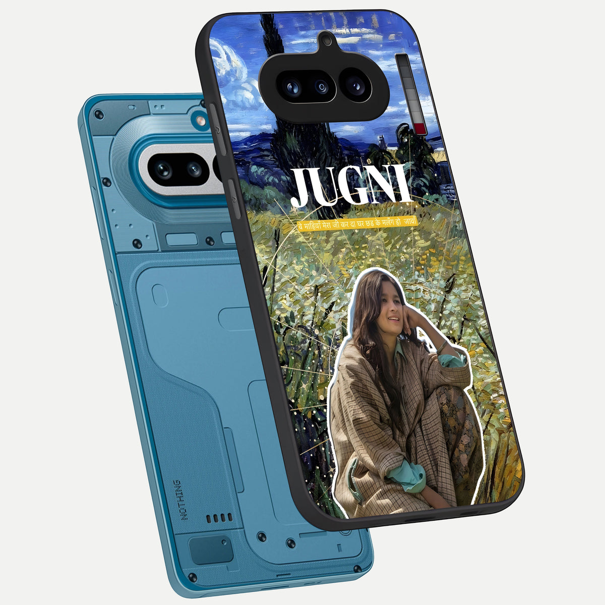  Jugni Soul Vibes phone case For Nothing Phone 4A showing premium glass back cover with detailed artwork