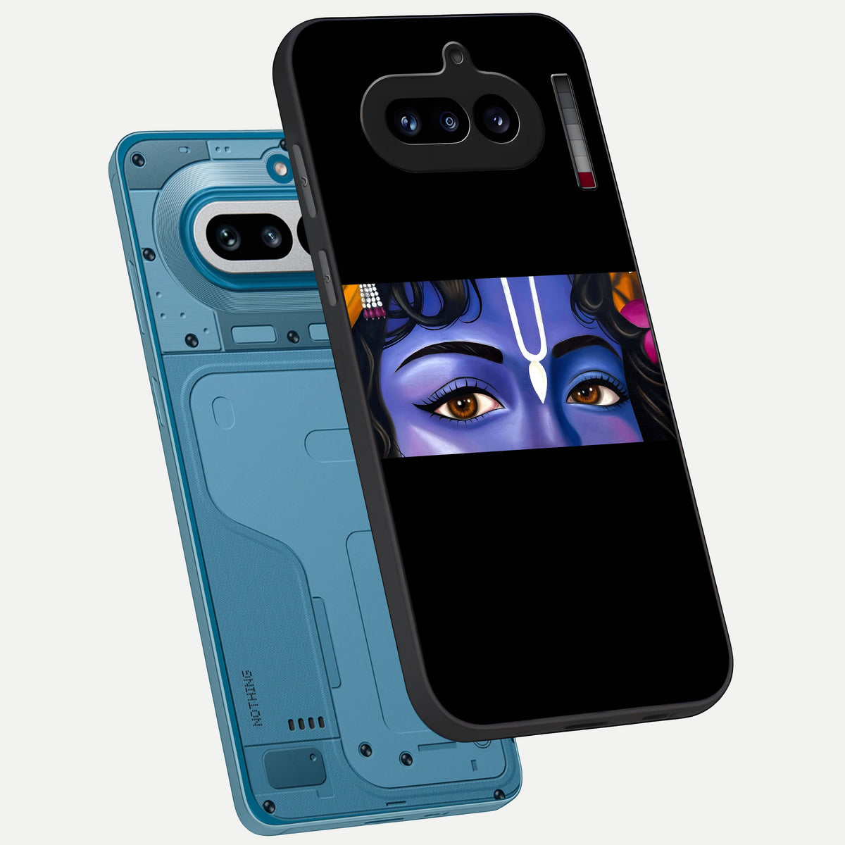  Krishna Eye phone case For Nothing Phone 4A showing premium glass back cover with detailed artwork