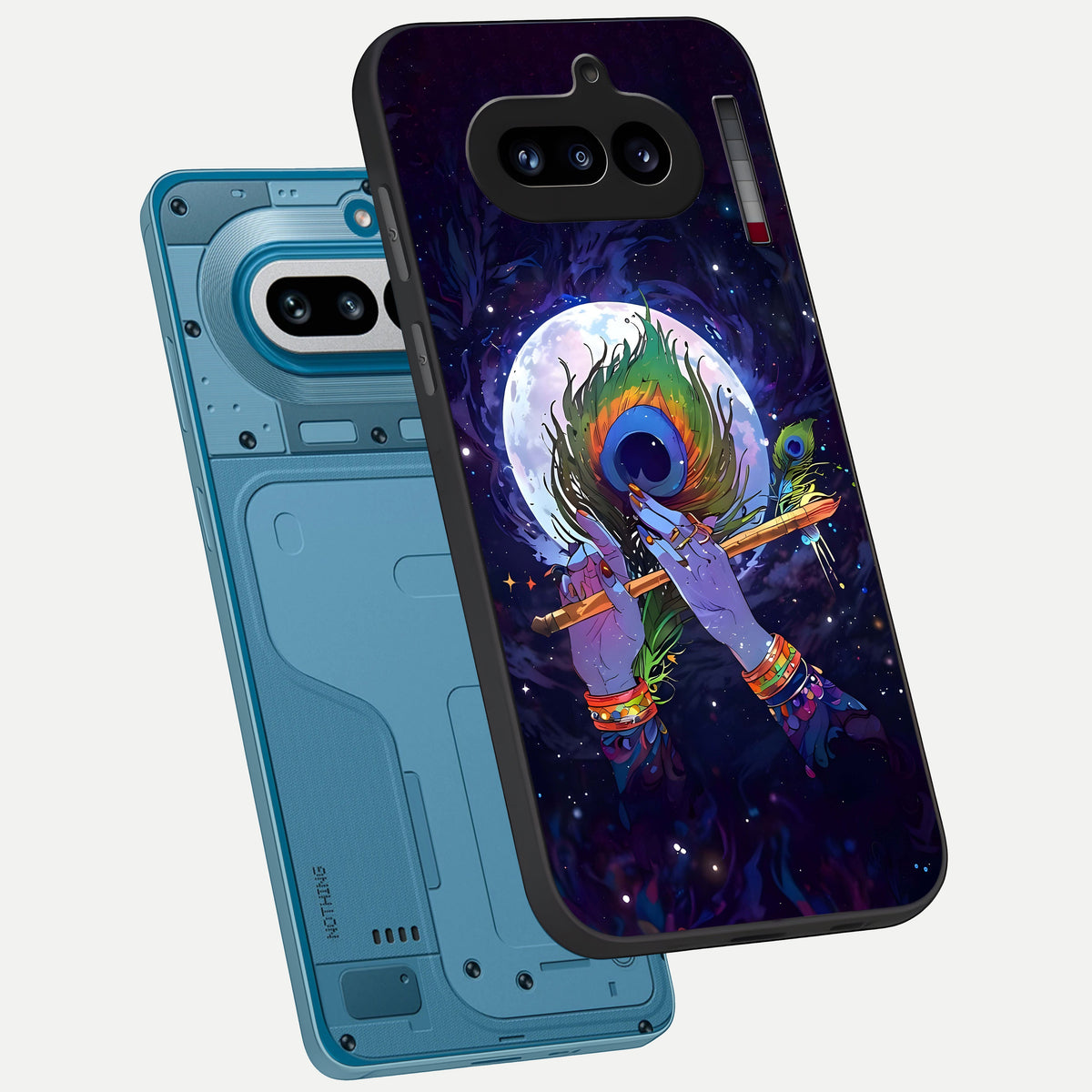  Krishna Hands Art phone case For Nothing Phone 4A showing premium glass back cover with detailed artwork