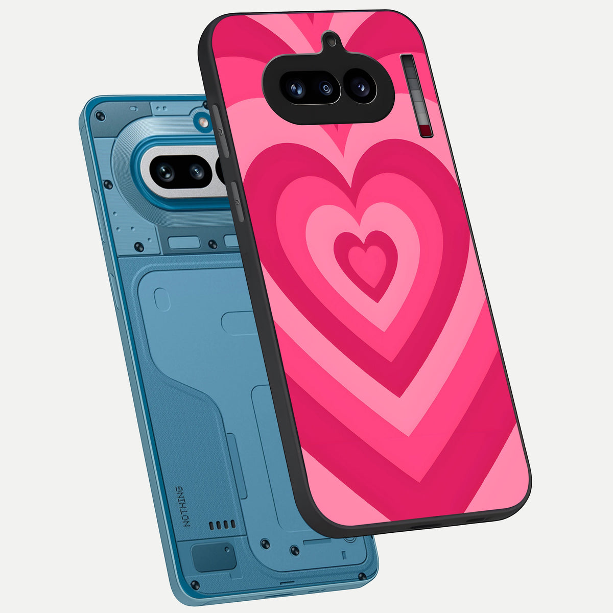  Layered Love Hearts phone case For Nothing Phone 4A showing premium glass back cover with detailed artwork