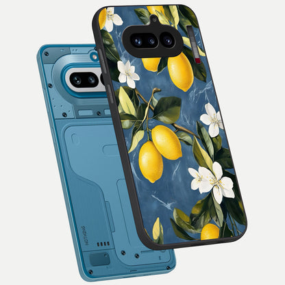  Lemon Dream Garden phone case For Nothing Phone 4A showing premium glass back cover with detailed artwork