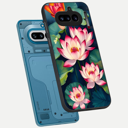  Lotus Dream Serenity phone case For Nothing Phone 4A showing premium glass back cover with detailed artwork