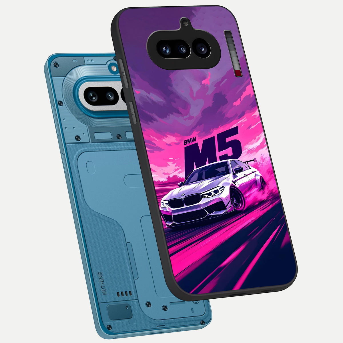  MS Neon Car phone case For Nothing Phone 4A showing premium glass back cover with detailed artwork