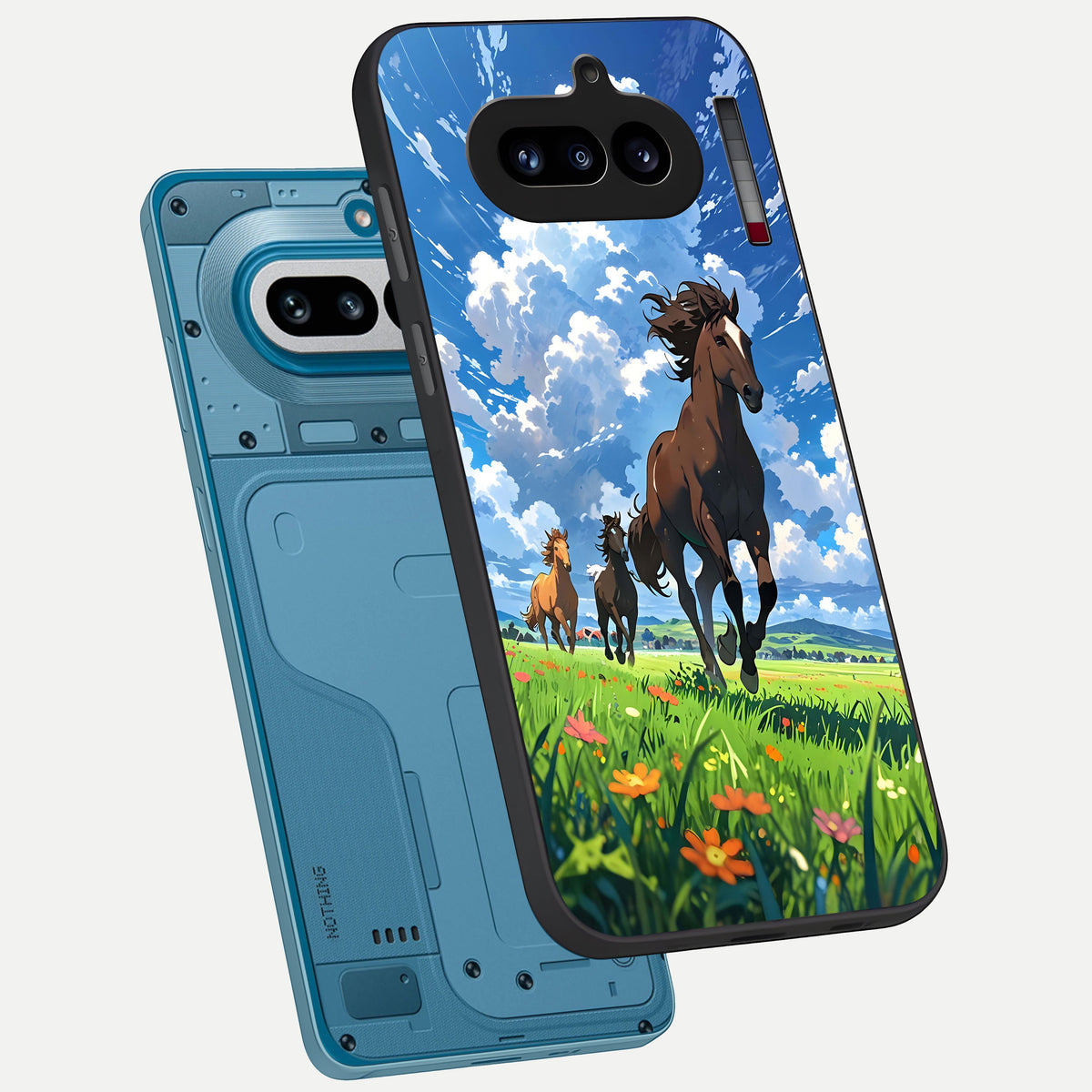  Majestic Horses Galloping phone case For Nothing Phone 4A showing premium glass back cover with detailed artwork