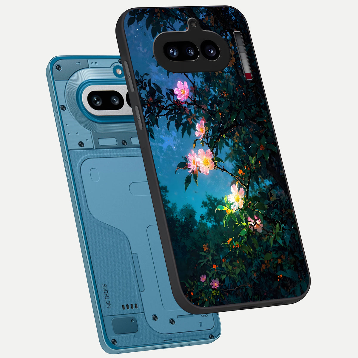  Midnight Bloom Glow phone case For Nothing Phone 4A showing premium glass back cover with detailed artwork