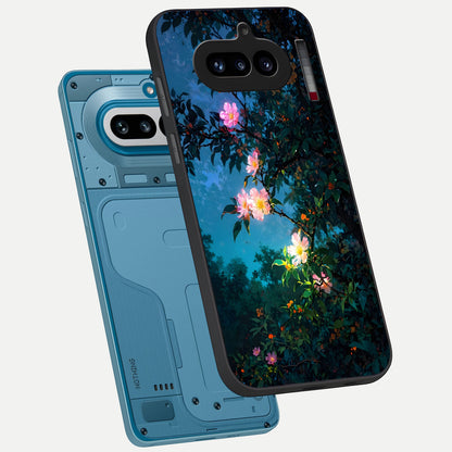  Midnight Bloom Glow phone case For Nothing Phone 4A showing premium glass back cover with detailed artwork